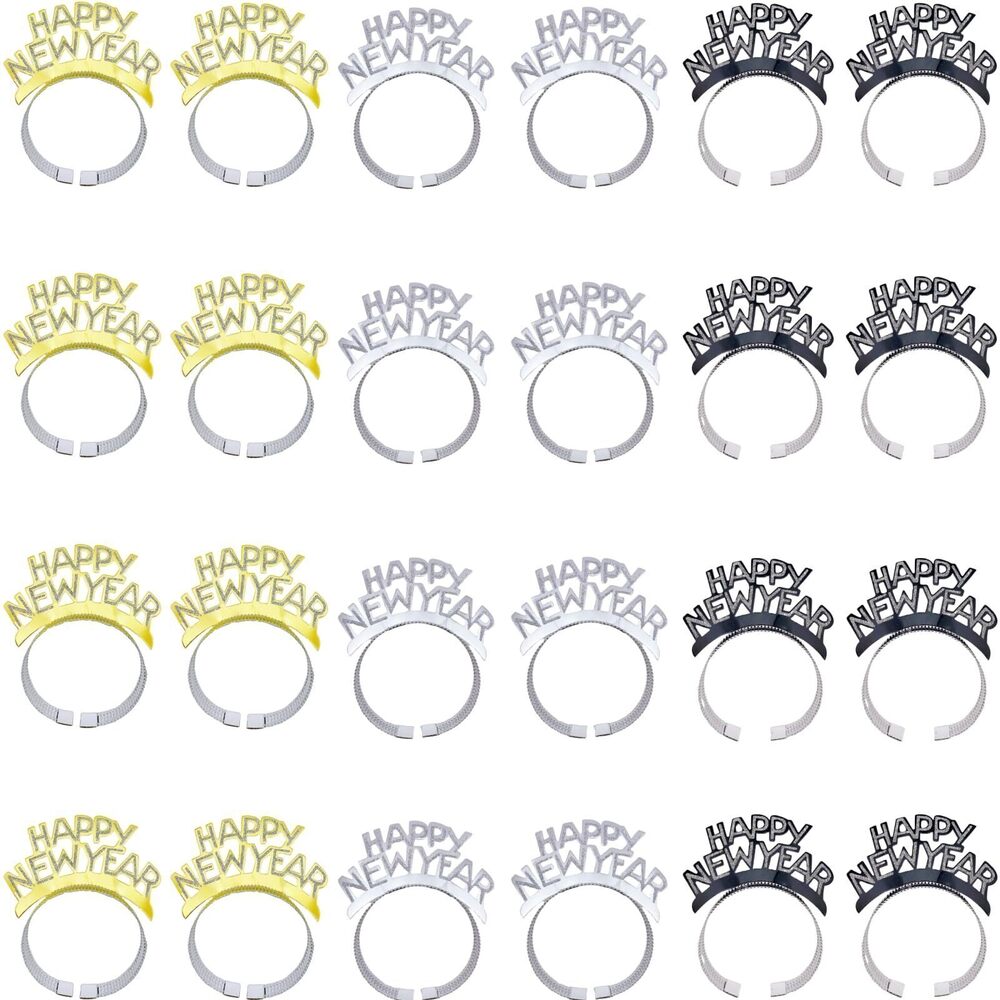1611 Happy New Year Headbands for New Year Party Decorations Gold Silver